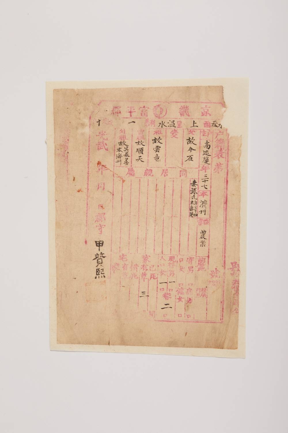 고술환(高述煥) 호적 자료 이미지